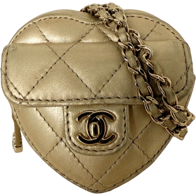 Chanel Tote Chanel CC Mini Herztasche Gold  / gut gold