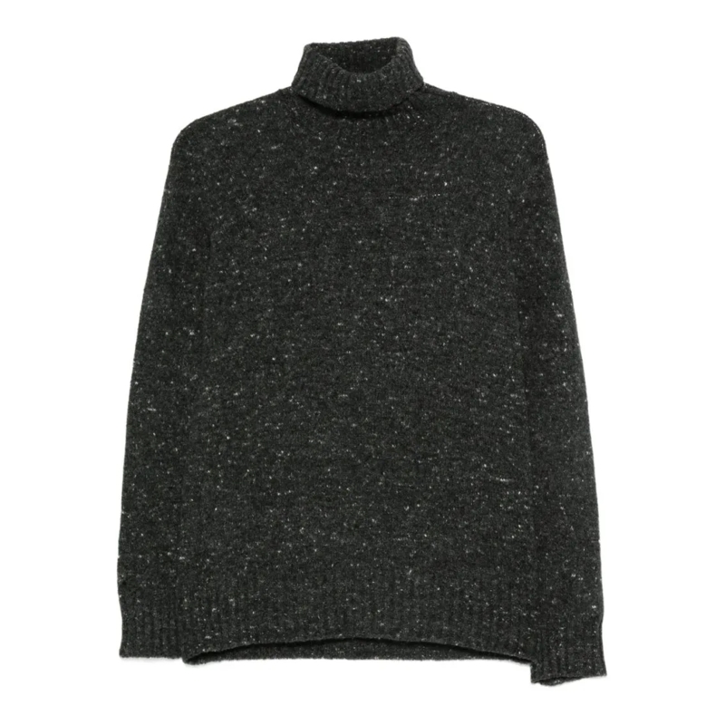 Drumohr Pull Speckled Grey Turtleneck Sweater With Ribbed Cuffs Grey