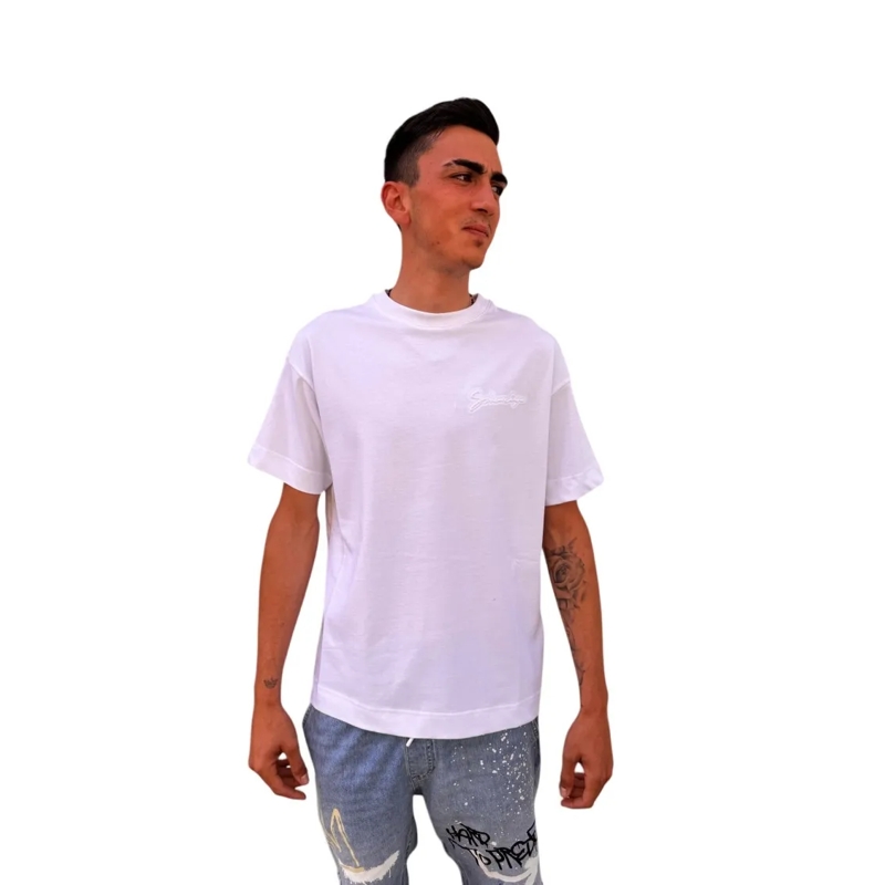 Givenchy T-shirt Contemporary White T-Shirt With Subtle Logo Embroi Purple