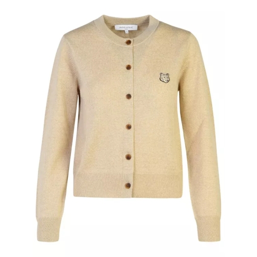 Maison Kitsune Bold Fox Head' Beige Wool Cardigan Neutrals 