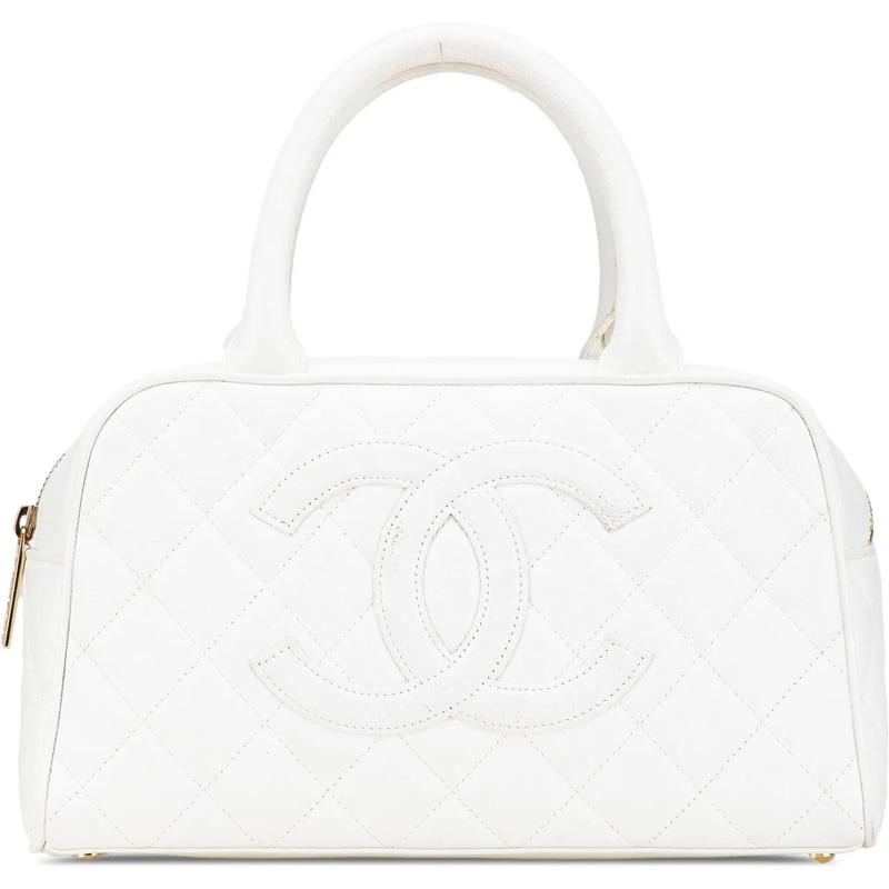 Chanel Tote CC Quilted Caviar Bowling Bag weiß