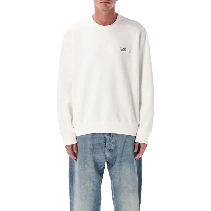 MM6 Maison Margiela  Mm6 Cotton Crewneck Sweatshirt With Numeric Logo White