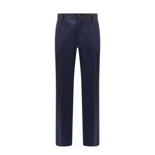 Dolce&Gabbana Stretch Wool Trouser With Side Band Black Pantalons