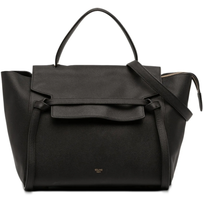 Celine Schultertasche Mini Grained Calfskin Belt Satchel schwarz
