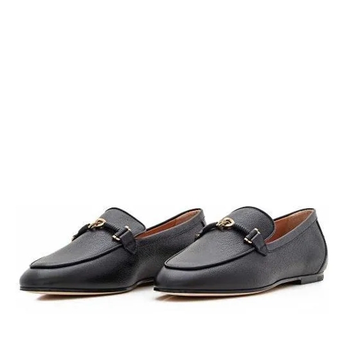 Tod's Flat Leather Loafers Black Mocassin