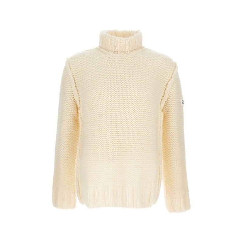 MM6 Maison Margiela Pull Knit Turtleneck Sweater With Logo Patch Neutrals