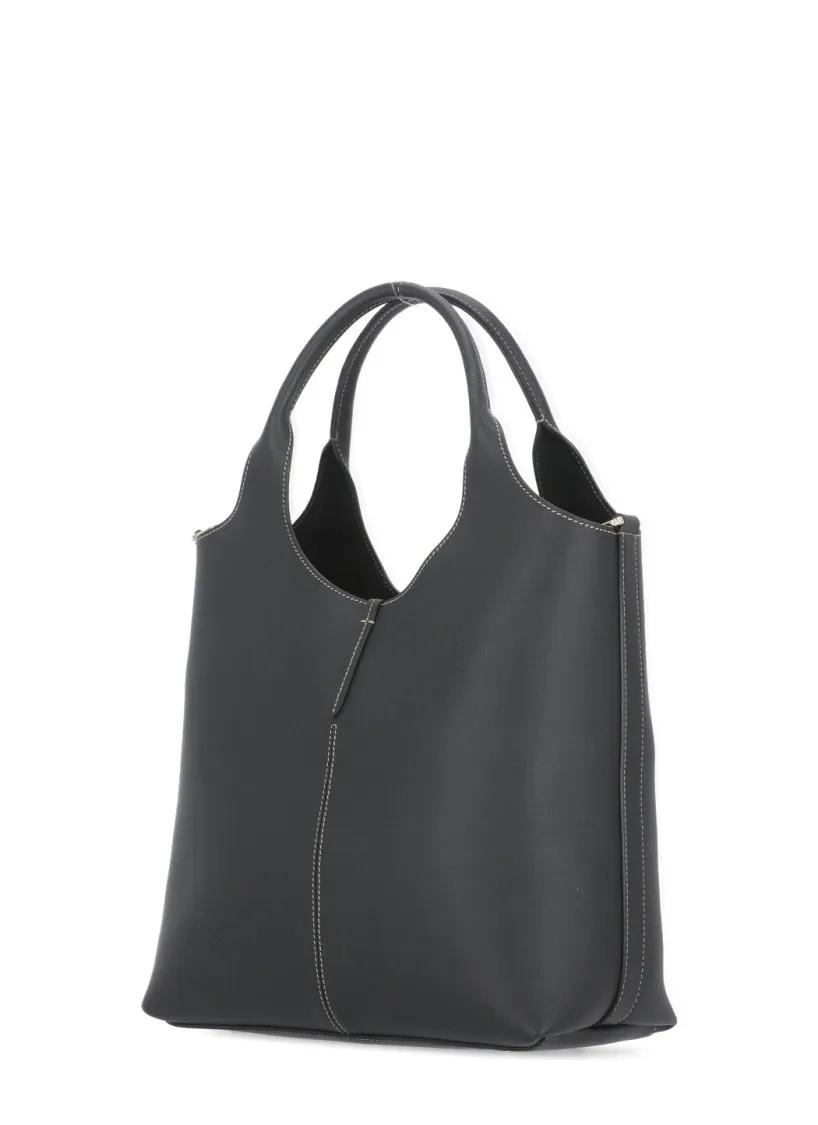 TOD'S Shoppers & Totes Black Leather Shopping Bag in zwart