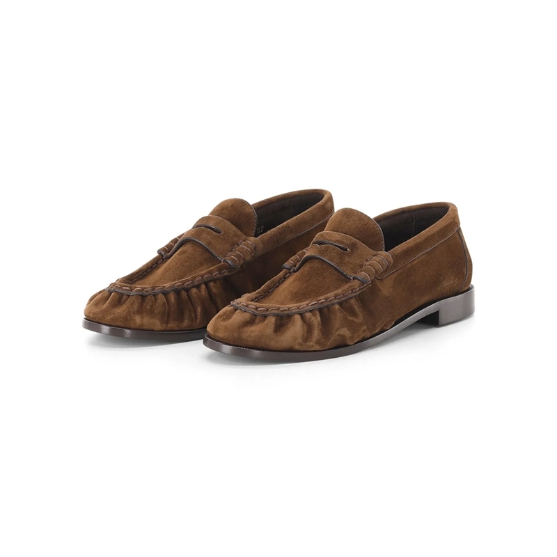 Saint Laurent Schnürschuhe Loafers aus Veloursleder braun
