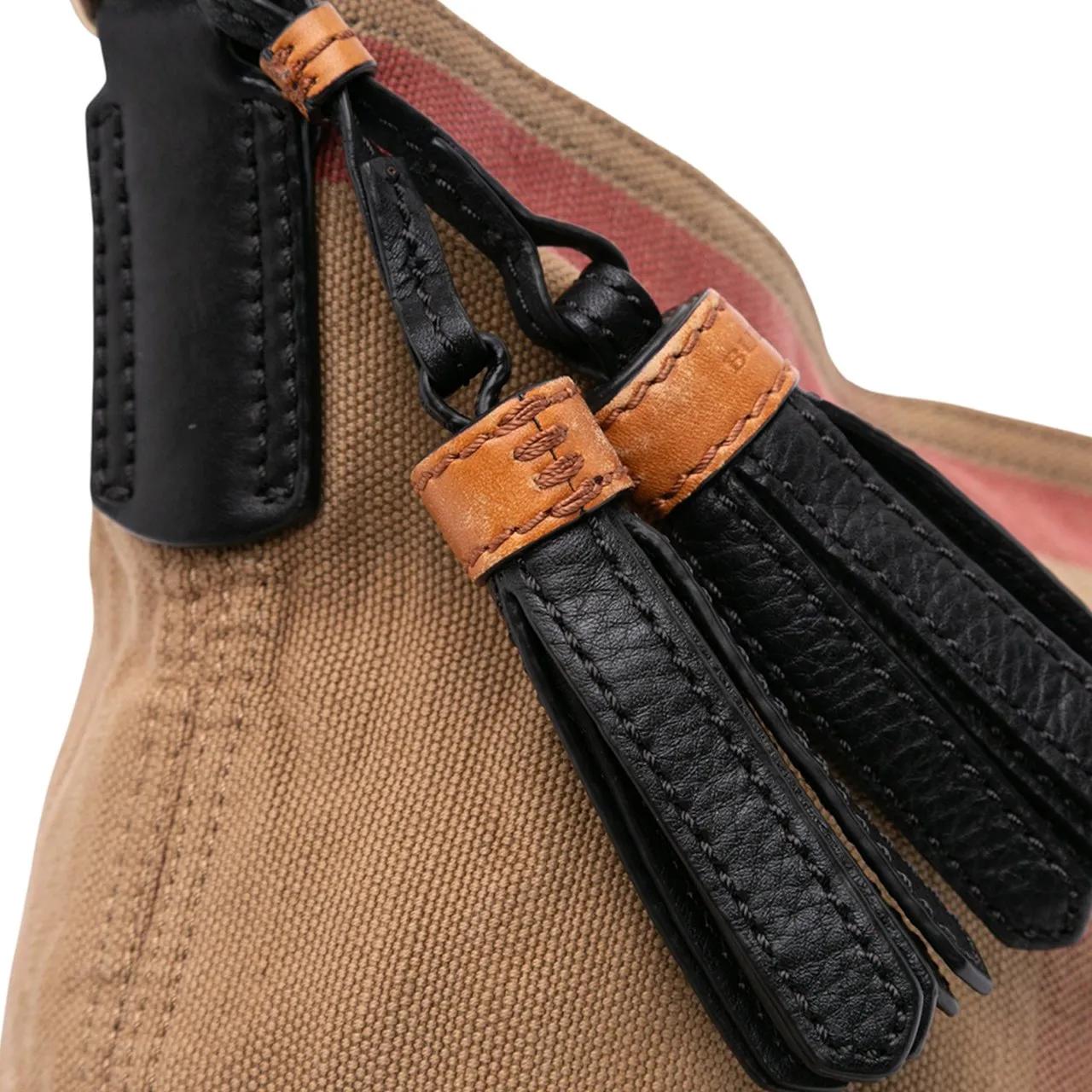 Thumbnail - Burberry Hobo Bags - Mini Mega Check Canvas Ashby Tassel Bucket Bag - Gr. unisize - in Braun - für Damen