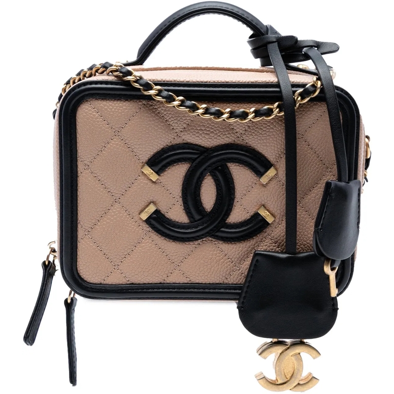 Chanel Sac à bandoulière Small Caviar CC Filigree Vanity Case braun