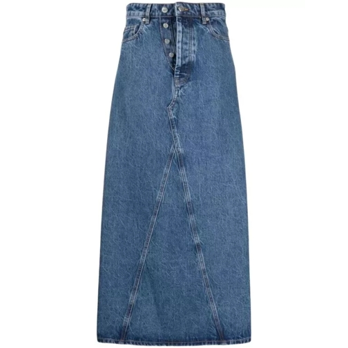 GANNI High-Waisted Denim Maxi Skirt Blue 