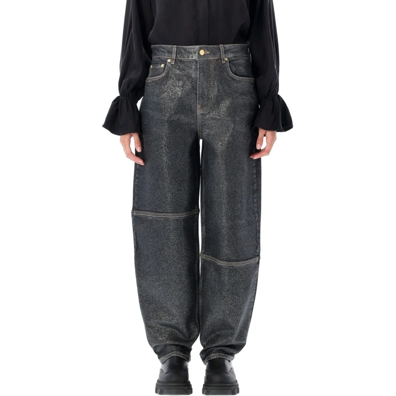 GANNI Jeans Shimmery Foil Stary Jeans Blue