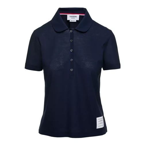 Thom Browne Blue Polo Shirt With Peter-Pan Collar And Logo Pat Blue 