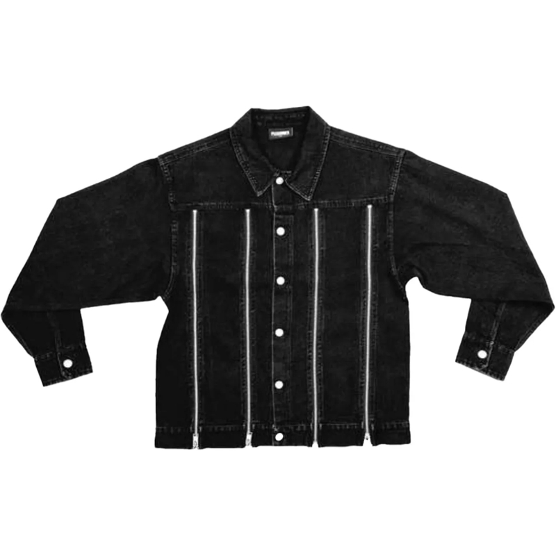 PLEASURES Daunenjacke Black Mileage Denim Trucker Jacket Black schwarz