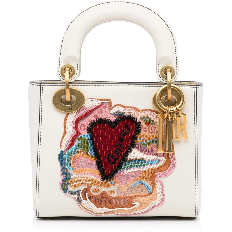 Christian Dior Schultertasche DiorAmour Niki De Saint Phalle Mini Calfskin Sequi weiß