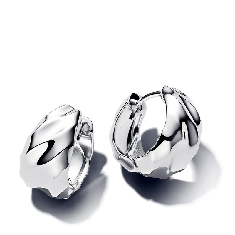 Pandora Hoop Earrings Rippled Small Hoop Earrings Sterling Silber