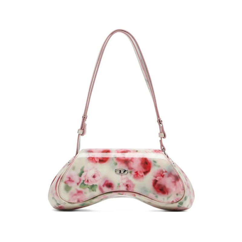 Diesel Schultertasche Floral Print Curved Silhouette Handbag Pink