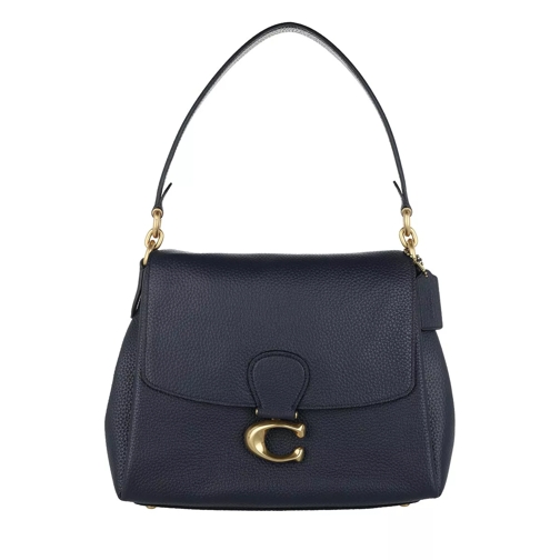 Coach May Shoulder Bag Pebbled Leather Midnight Navy Borsa a tracolla