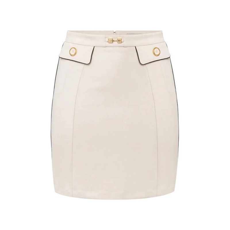 Elisabetta Franchi Minijupe Tailored A-Line Skirt With Decorative Buttons Neutrals