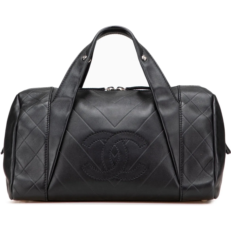 Chanel Fourre-tout CC Chevron Quilted Lambskin Boston schwarz