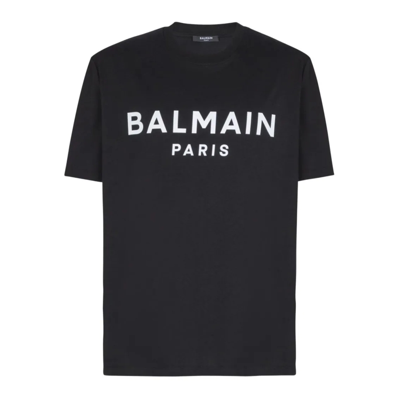 Balmain T-shirt Black Short-Sleeve T-Shirt With Bold Print Black