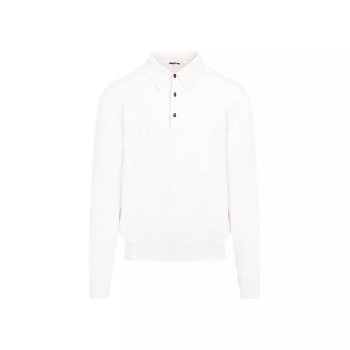 Kiton White Cashmere Knit Polo White 