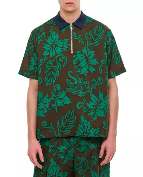 Sacai - Floral Print Polo - Größe 1 - green