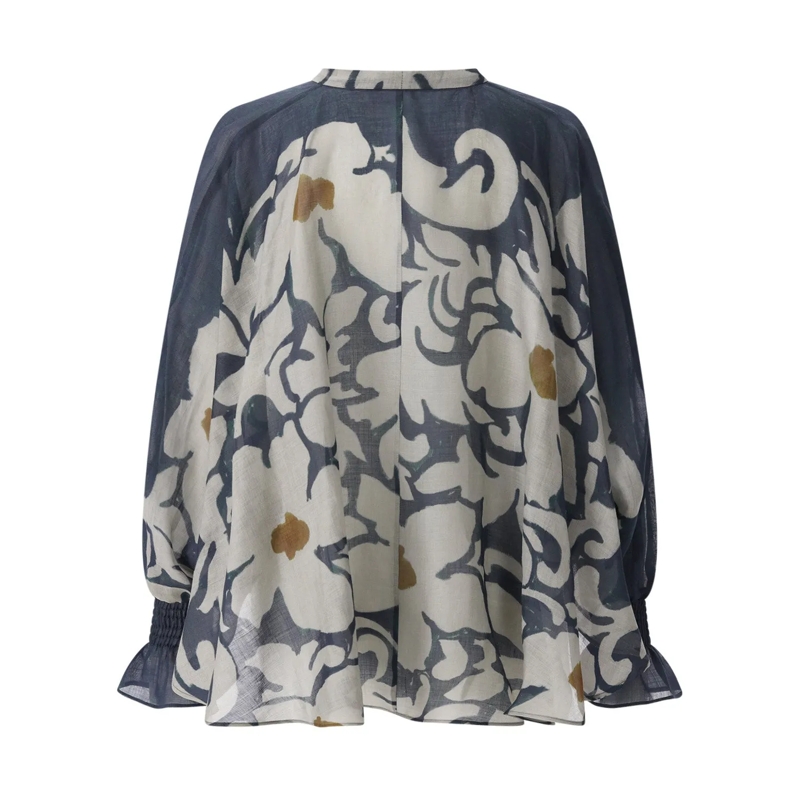 Luisa Cerano Bluse Bluse the ethnic flower navy(Image 3)