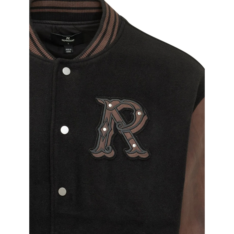 Represent Blouson aviateur Giacca Varsity con Maniche a Contrasto e Patch schwarz(Image 4)