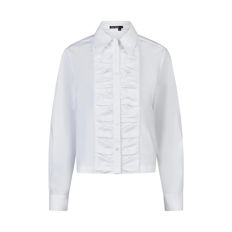 Marc Aurel Bluse Boxy Hemd mit Falteneinsatz weiss