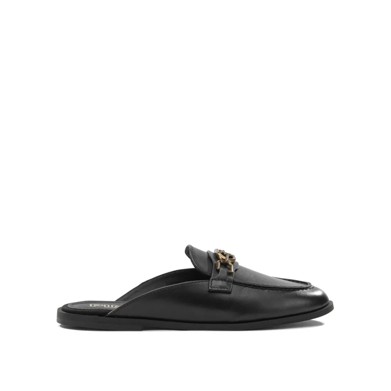 Pinko Ballerinas Slip-On Loafers With Decorative Metallic Chain Black