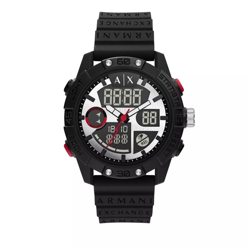 Armani Exchange Analog-Digital Silicone Watch Black Digital Watch