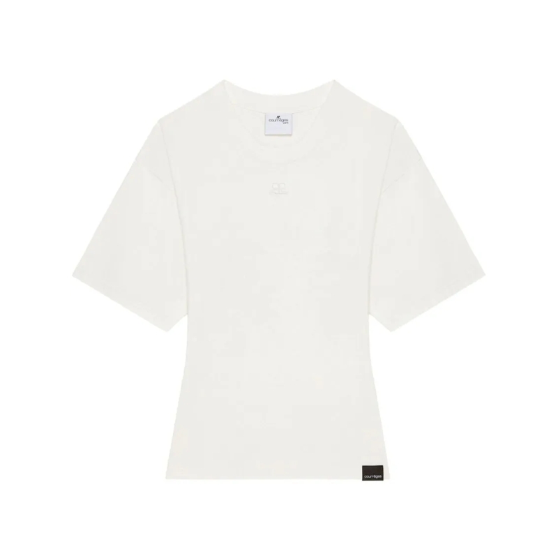Courrèges T-shirt White Top With Embossed Logo Detail White