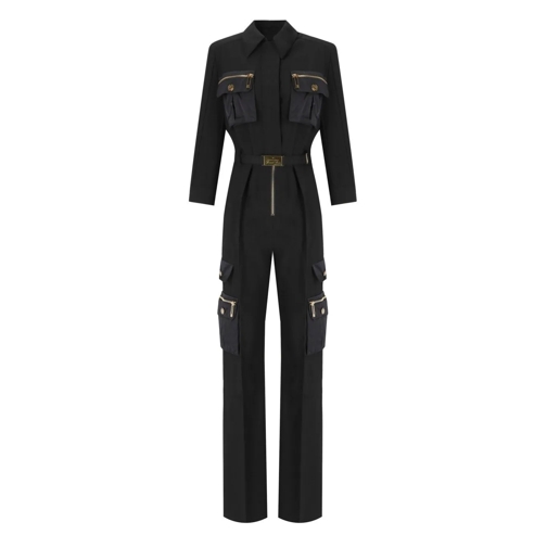 Elisabetta Franchi Kleider ELISABETTA FRANCHI SCHWARZES CARGO JUMPSUIT schwarz