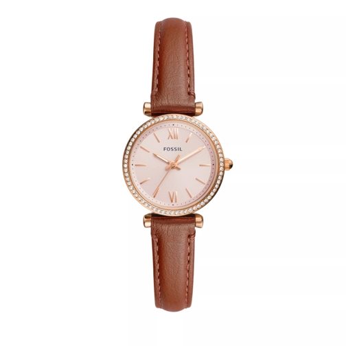 Fossil Women's Carlie Three-Hand Stainless Steel Watch ES Rose Gold Brown Dresswatch