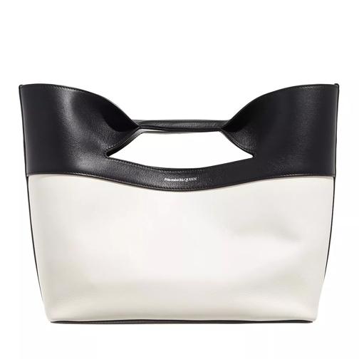 Alexander McQueen The Bow Leather Bag White / Black Rymlig shoppingväska