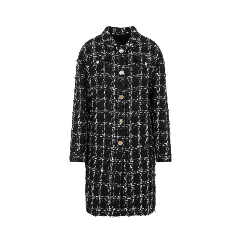 Giambattista Valli Overgangsmantel Black and White Checked Bouclé Coat Black