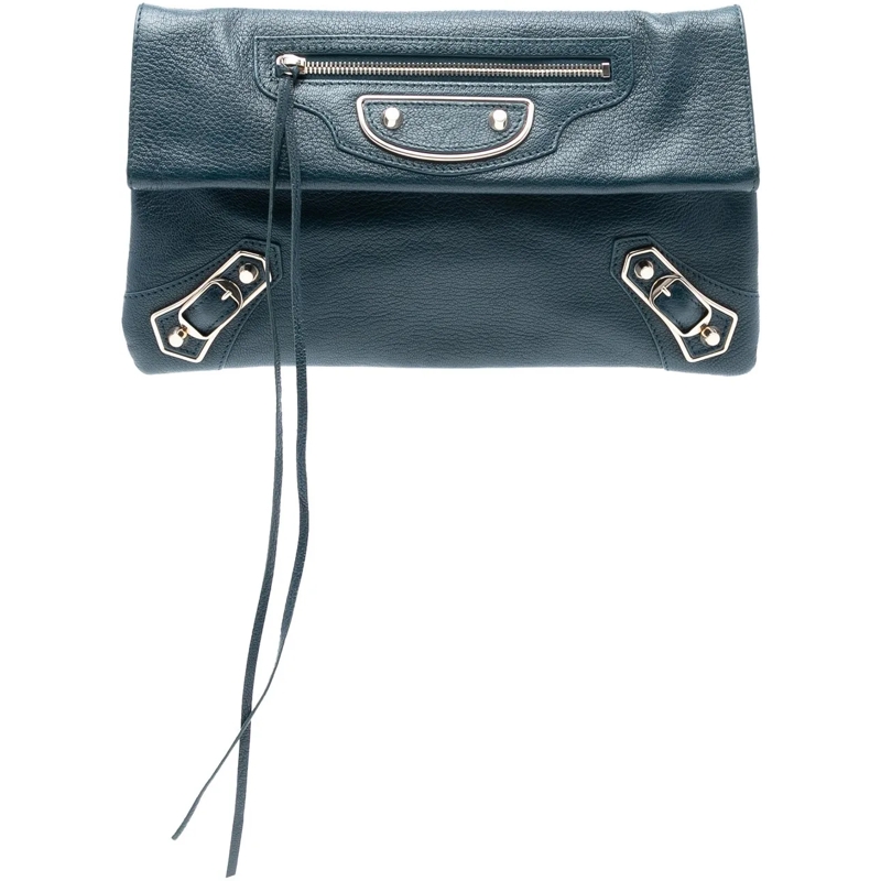 Balenciaga Clutch Chevre Motocross Classic Metallic Edge Envelope Cl blau