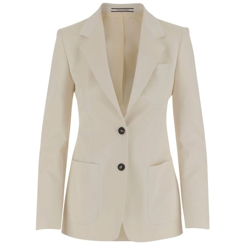 Tagliatore Blazer Wool And Silk Single-Breasted Jacket Neutrals