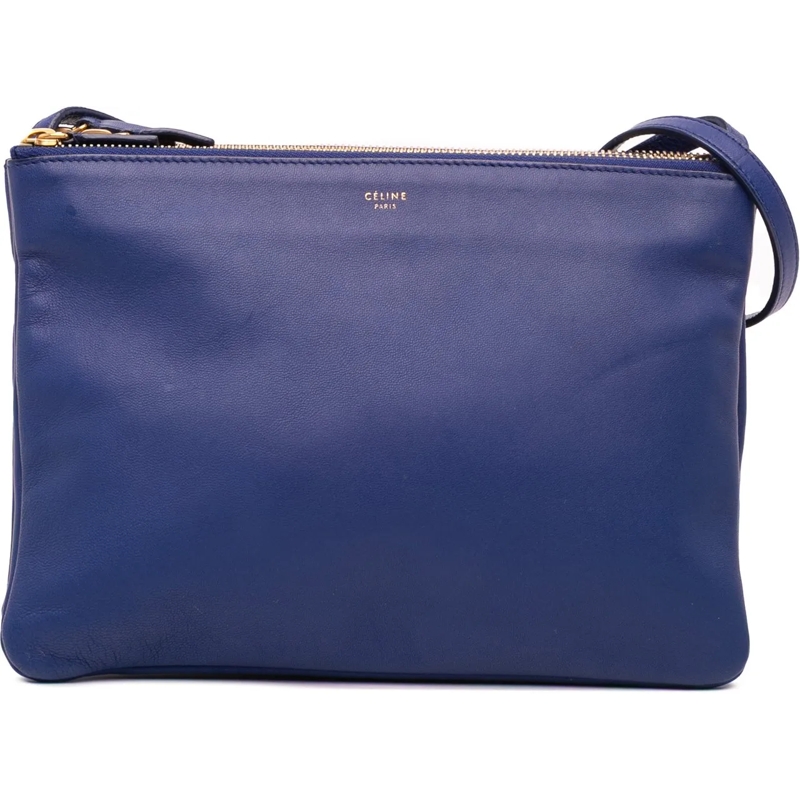 Celine Schultertasche Large Lambskin Trio Crossbody blau