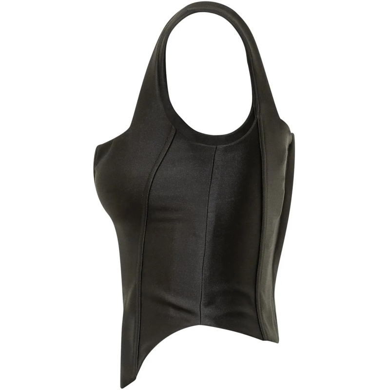 Self Portrait Top Top Corsetto in Satin Nero schwarz(Image 3)
