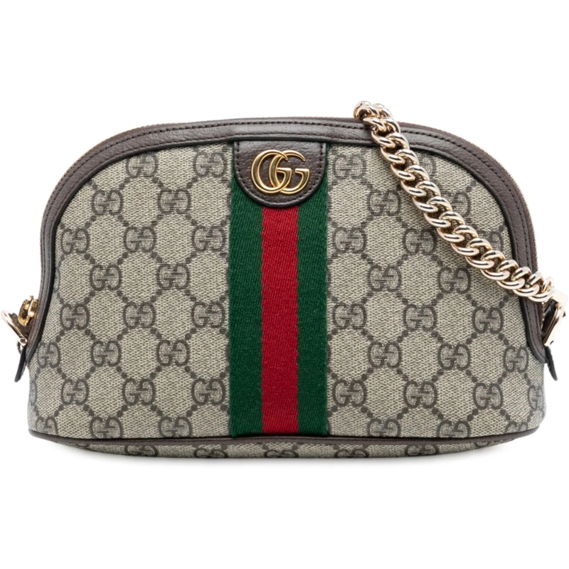 Gucci Schultertasche Mini GG Supreme Web Ophidia Crossbody braun