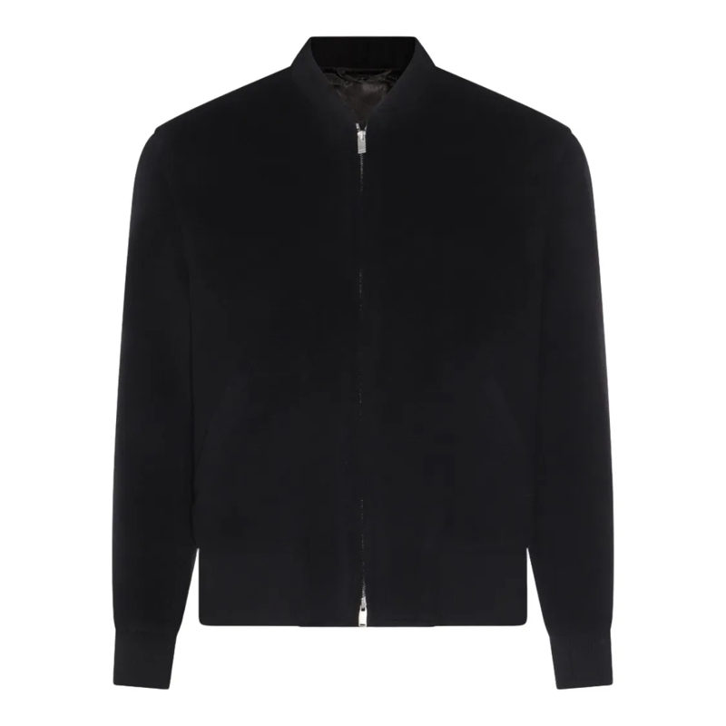 Lardini Bomberjacke Black Jacket With Ribbed Details Black