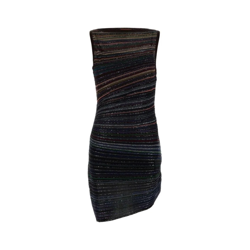 Missoni Mini-robe Fitted Mini Dress With Multicolored Sequin Embelli Black