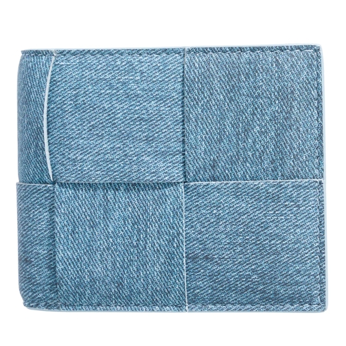 Bottega Veneta Bi-Fold Portemonnaie Intrecciato Nappa Denim Blue Melange / Ice