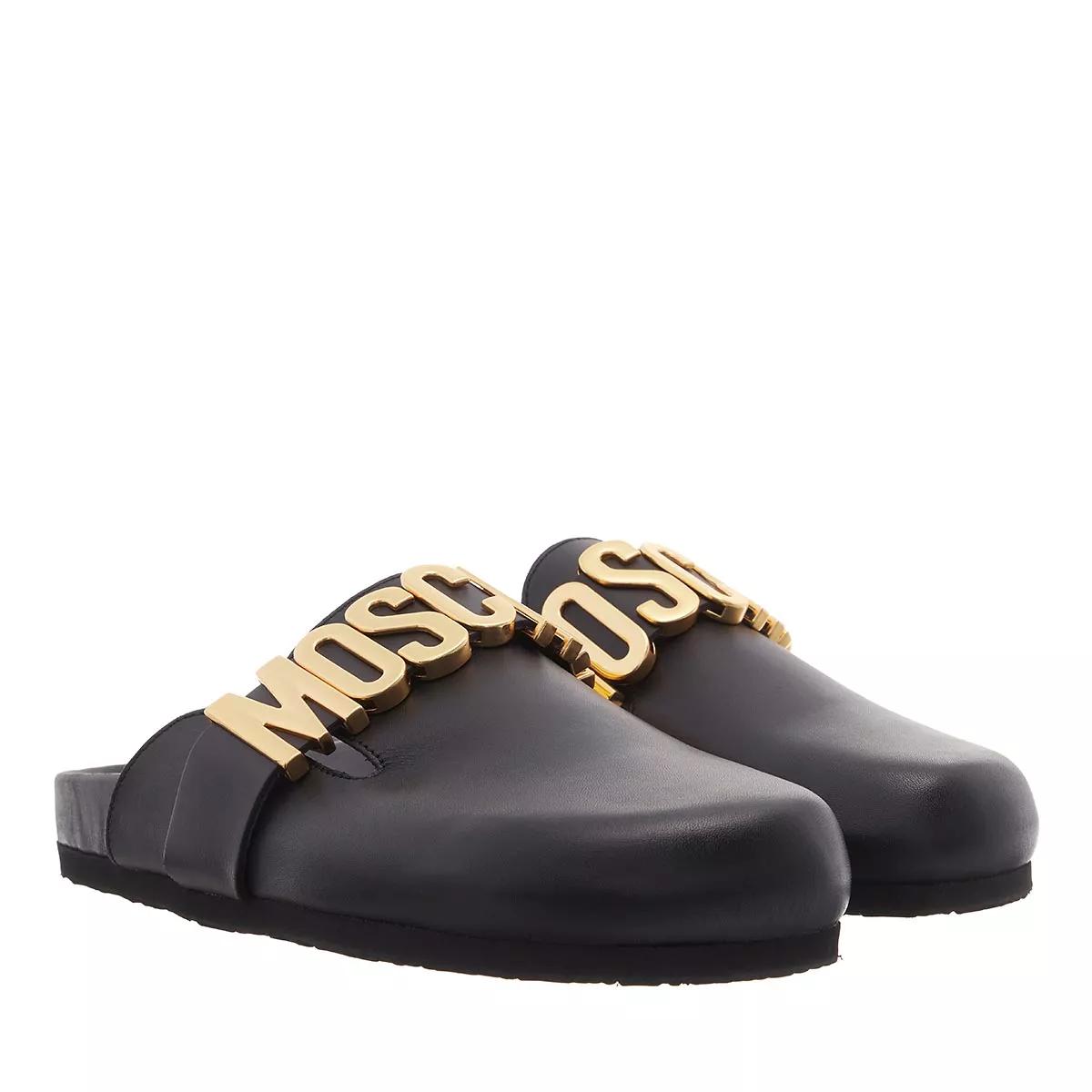 Black and best sale gold moschino slides