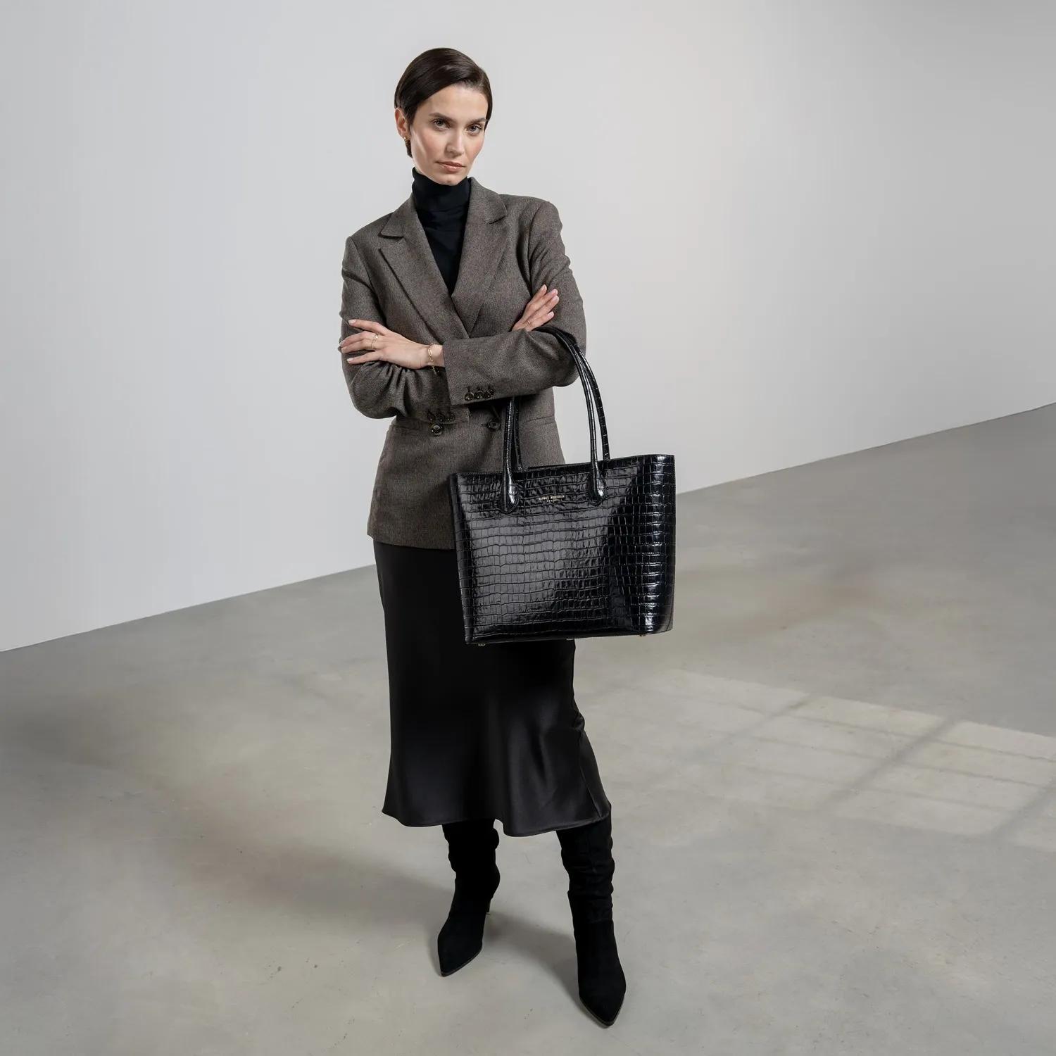 Thumbnail - Isabel Bernard Shopper & Totes - Honoré Lysanne Croco Black Calfskin Leather Should - Gr. unisize - in Schwarz - für Dam...