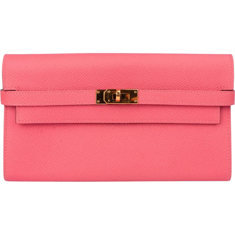 Hermès Geldbörse Hermes Pink Epsom Leather Kelly Wallet rot