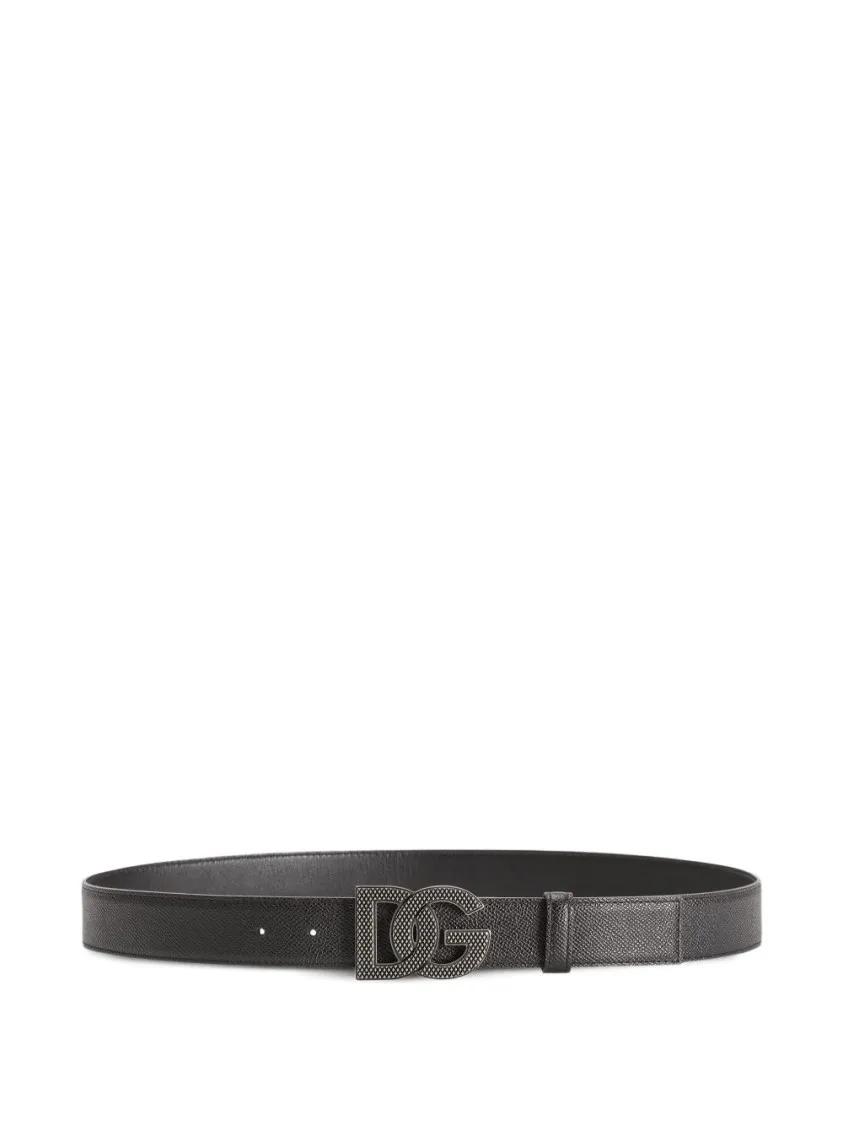 Dolce&Gabbana Black Leather Belt With Logo Buckle Black | Gürtel