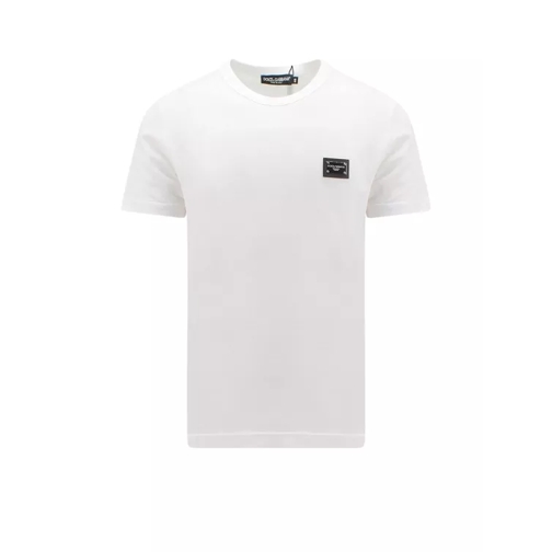 Dolce&Gabbana Cotton T-Shirt With Metal Logo Patch White 